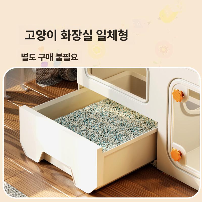 고양이 대형 복층 케이지 하우스 접이식 이동식 철제 펜스 숨숨집 실내 외출용 캐비닛 - 상세 이미지 4