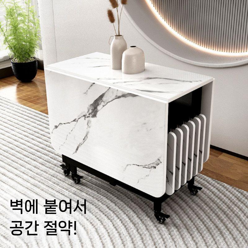 6인용 테이블 책상 접이식식탁 다기능 이동식 티테이블 입식테이블 식탁테이블 원형테이블 입식 직사각형 화이트 대리석 말라카 원목 패널 - 상세 이미지 4
