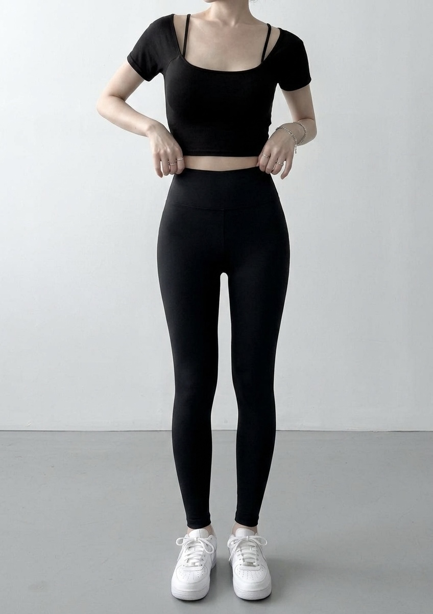 바루 필라테스복 요가복 필라테스 상의 운동복 요가 반팔 크롭 캡내장 요가브라탑 - 상세 이미지 5