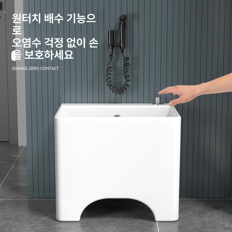 세라믹 개수대 싱글볼 소형 도기 세면대 주방 싱크볼 씽크 간이싱크대 사각볼 - 상세 이미지 2