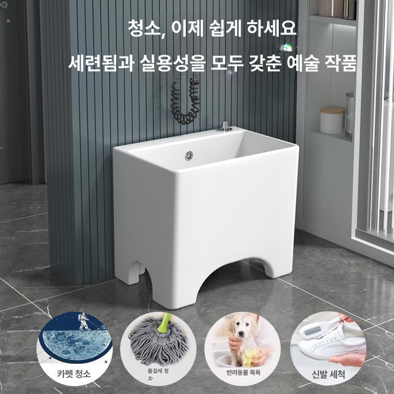세라믹 개수대 싱글볼 소형 도기 세면대 주방 싱크볼 씽크 간이싱크대 사각볼 - 상세 이미지 3