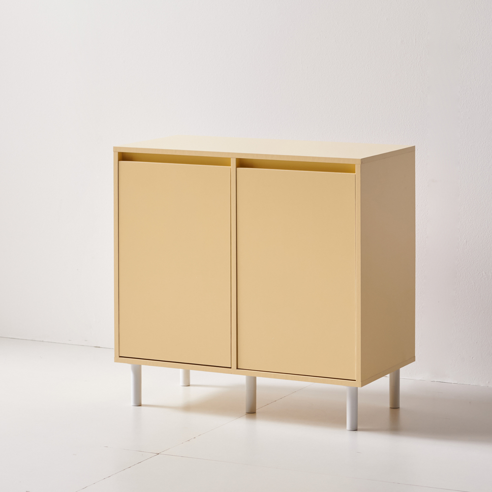 가구의서 버터화이트 양문 수납장 785x400x760mm, 3단, 버터 - 상품 이미지