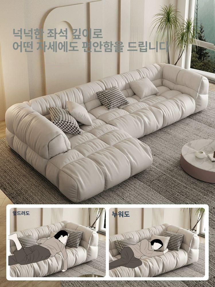 모듈형 코너 소파 대형 거실용 패브릭 쿠션 편안한 패밀리 소파세트 - 상세 이미지 3
