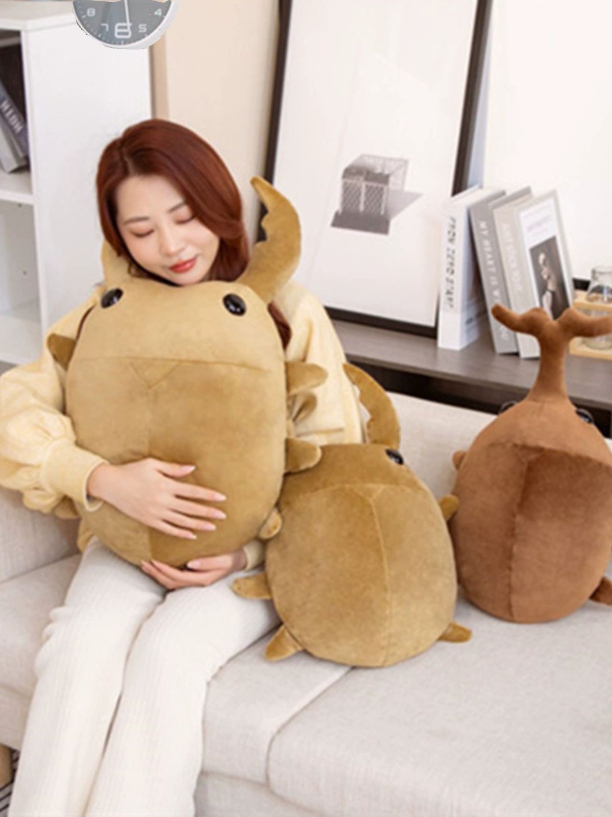 장수풍뎅이 애착인형 대형 쿠션 특이한 봉제인형 곤충인형 귀여운 딱정벌레 유니크한 - 상세 이미지 3