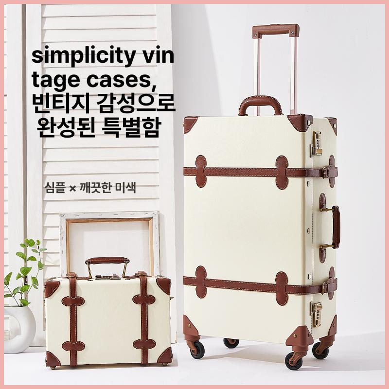복고풍 클래식캐리어 가죽 여행가방 기내용 레트로 수하물 비행기 인테리어 출장 - 상세 이미지 2