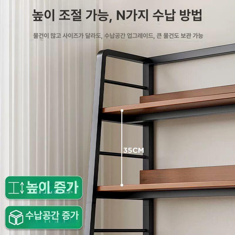 진열장 철제 수납 선반 거실 매장 팬트리 스탠드형 무타공 나무 미니 매대 - 상세 이미지 4