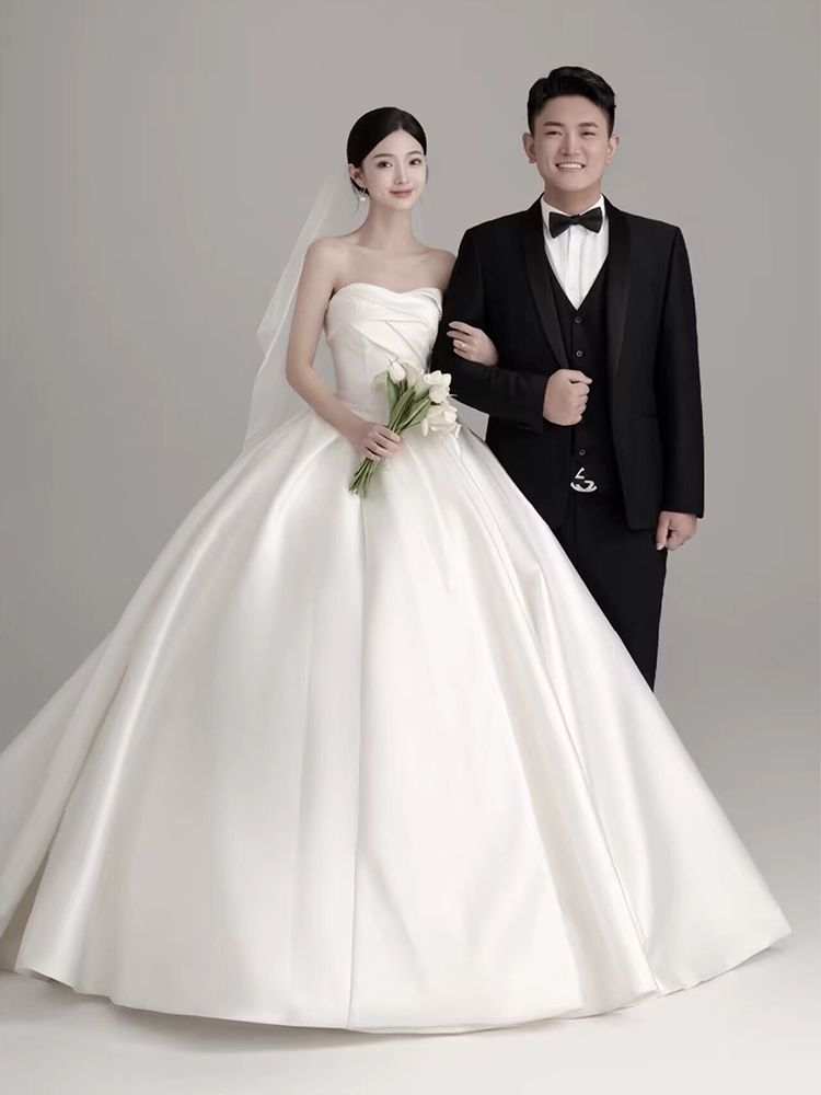 새틴 스몰웨딩드레스 결혼 이브닝 사진 체형별 스몰셀프웨딩 파티 스냅 블랙드레스 - 상세 이미지 3