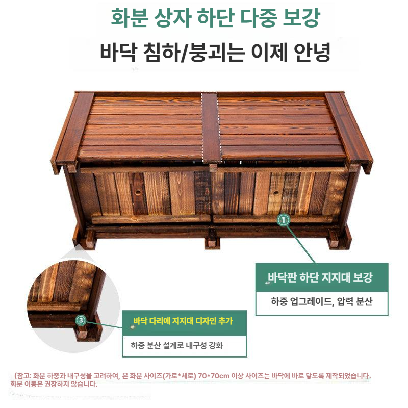 베란다 방부목 텃밭 상자 정원 가드닝 채소 재배 목재 화분 대형 실외 인테리어 - 상세 이미지 3