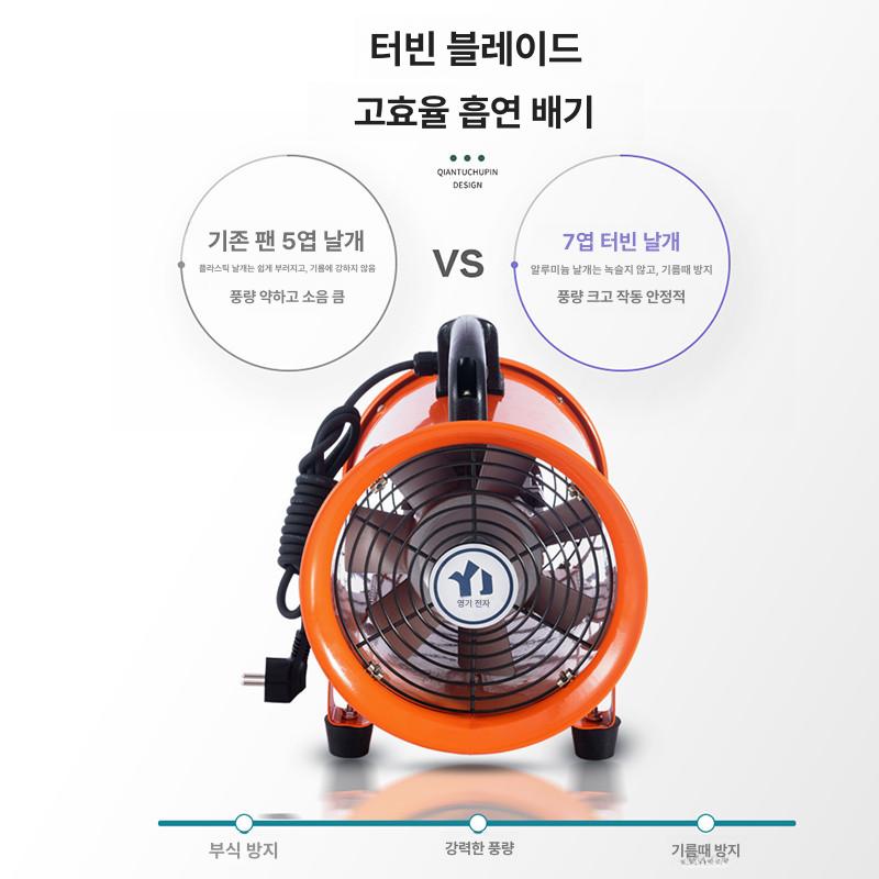 휴대용 송풍기 산업용 작업장 덕트 브로워 공업용 배기 환풍기 포터블 환기 블로워 - 상세 이미지 5