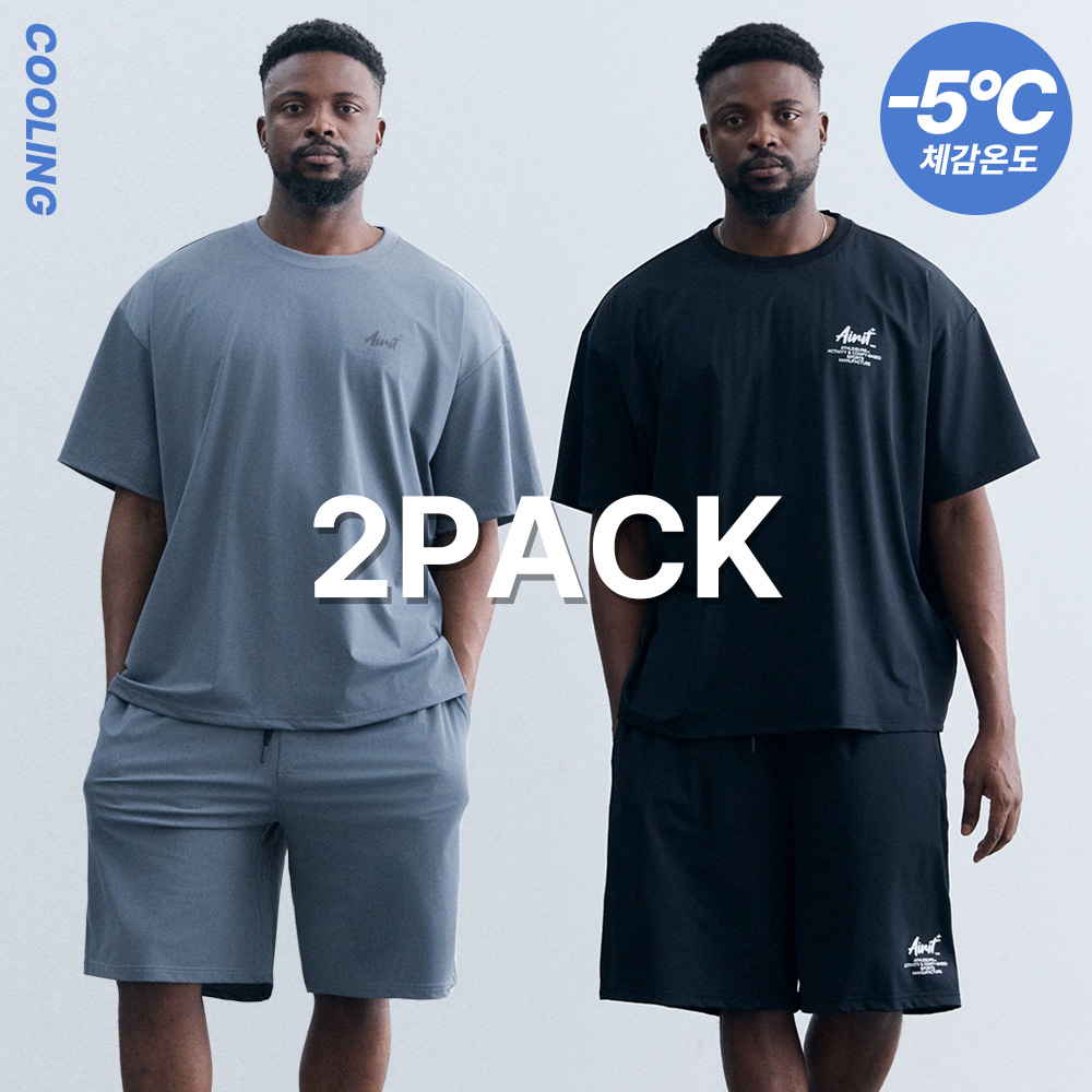 [2PACK] 하이퍼 쿨 티셔츠 AM1187 + 하이퍼 쿨 밴딩 쇼츠 AM3051 - 상품 이미지
