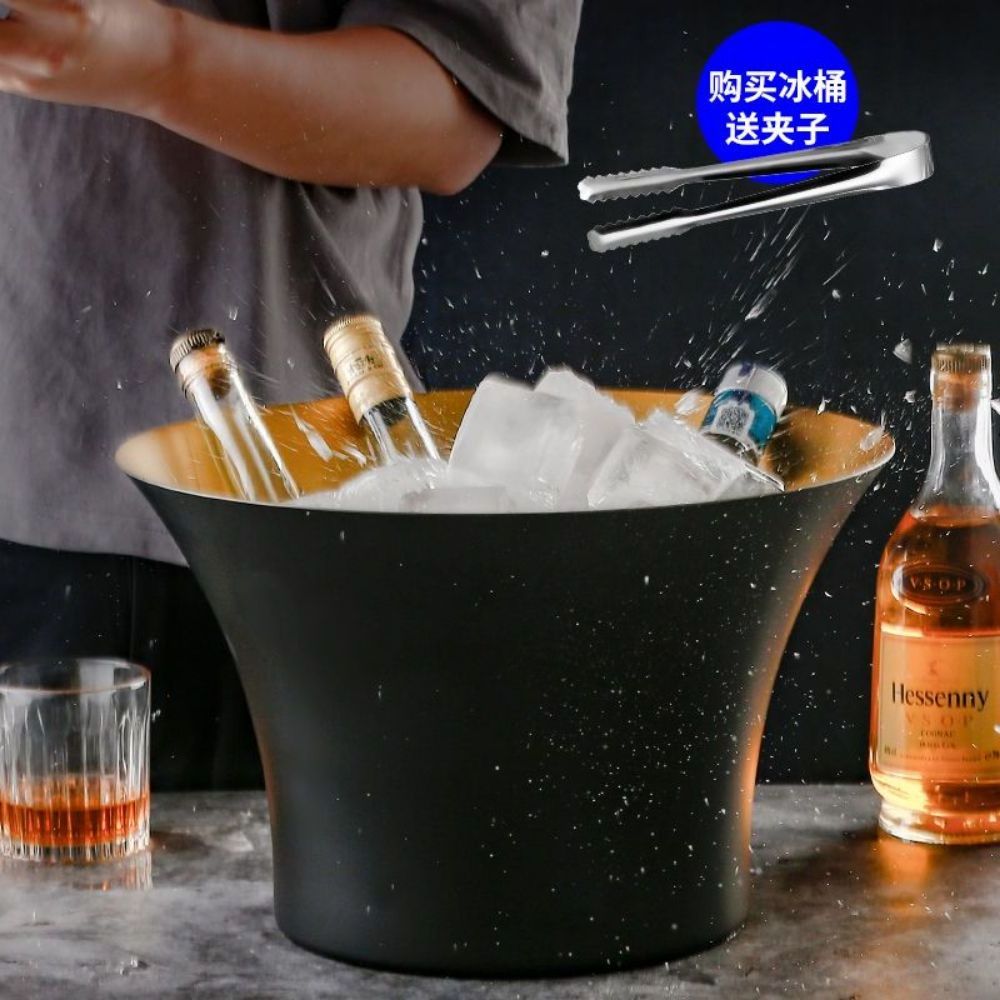 와인 양동이 샴페인 양주 아이스버킷 스텐 바스켓 쿨러 칠러 얼음통 스테인레스 와인쿨러 칠링 샴페인 배럴(실버) - 상품 이미지