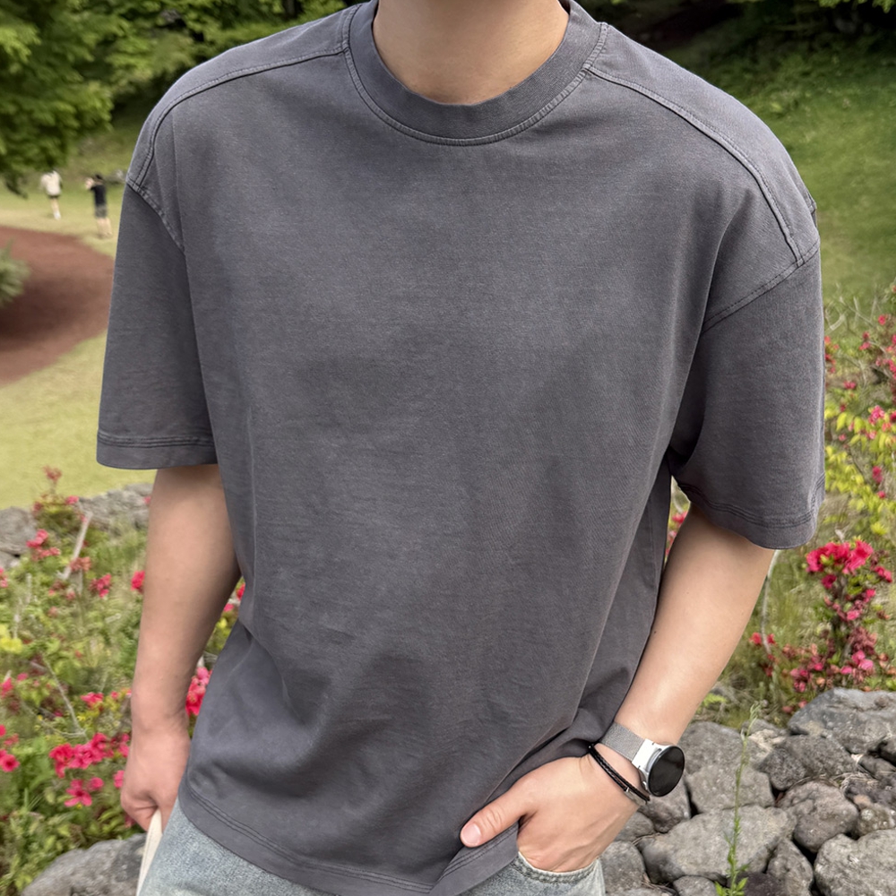 남자 드테 오버핏 16수 코마사 피그먼트 어깨 절개 반팔티 이미지 7