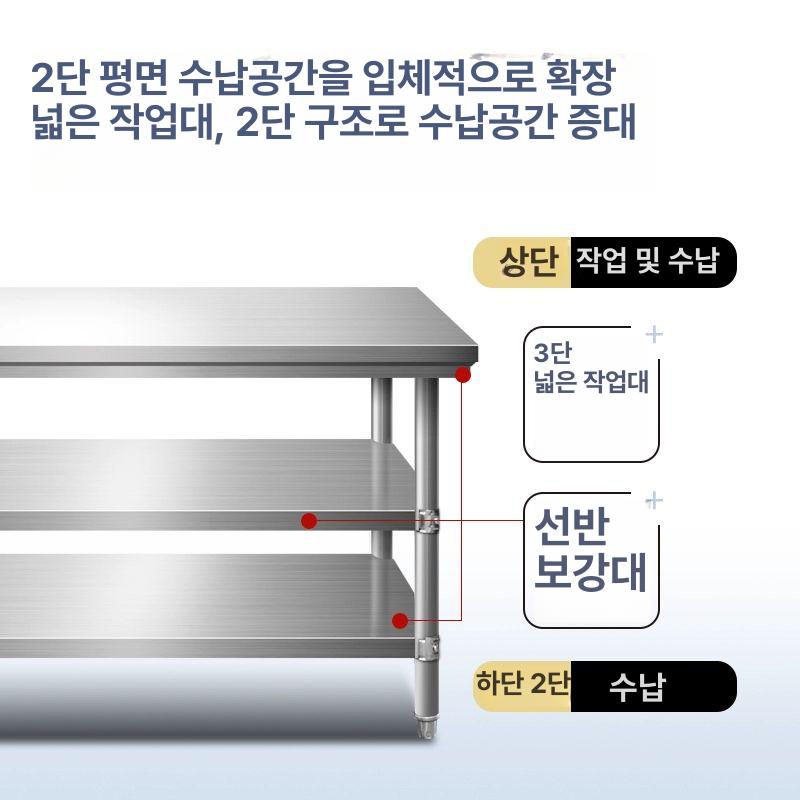 주방 작업대 타공판 수납 선반 업소용 포장 정리 스테인리스 슬라이딩 선반대 - 상세 이미지 4