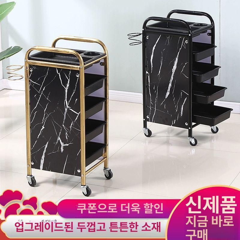 미용실 화장대 수레 멀티 선반 정리함 시술용 원목 이동식 보관함 접이식 트롤리 - 상세 이미지 4