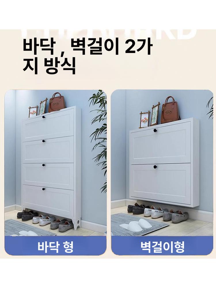 초박형 현관신발장 고급 입구 얇은 벤치 수납장 선반 슬림신발장 스툴 아파트신발장 - 상세 이미지 4