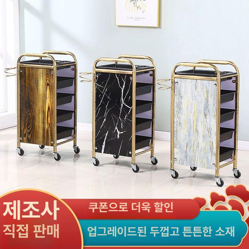 미용실 화장대 수레 멀티 선반 정리함 시술용 원목 이동식 보관함 접이식 트롤리 - 상세 이미지 3