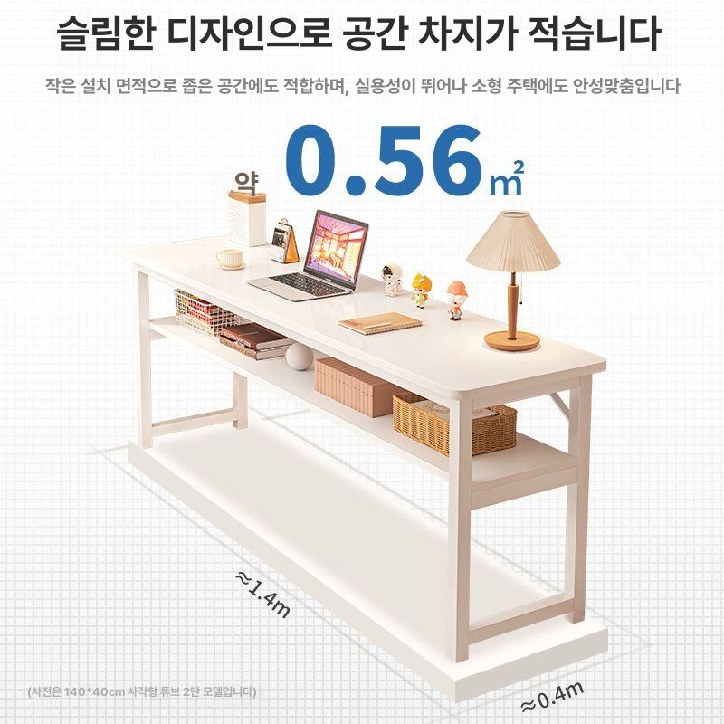 창가 베란다 넓은 폭 책상 컴퓨터 서재용 원룸 화이트 테이블 틈새 수납 - 상세 이미지 5