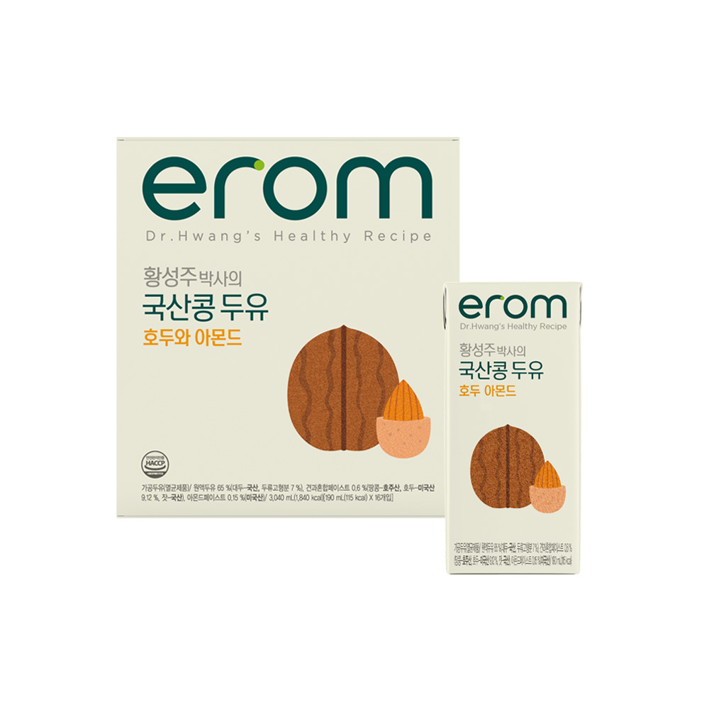 이롬두유 황성주박사의 국산콩두유 호두아몬드두유, 190ml, 16개 - 상품 이미지