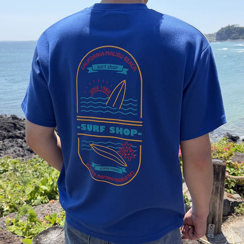 남자 펜일 루즈 오버핏 여름 나염 프린팅 반팔티 - 상품 이미지