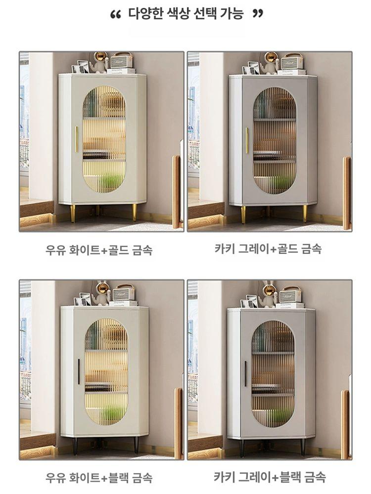 북유럽 삼각형 코너 수납장 원목 거실 침실 틈새 활용 모서리 장식 그레이 서랍 - 상세 이미지 4