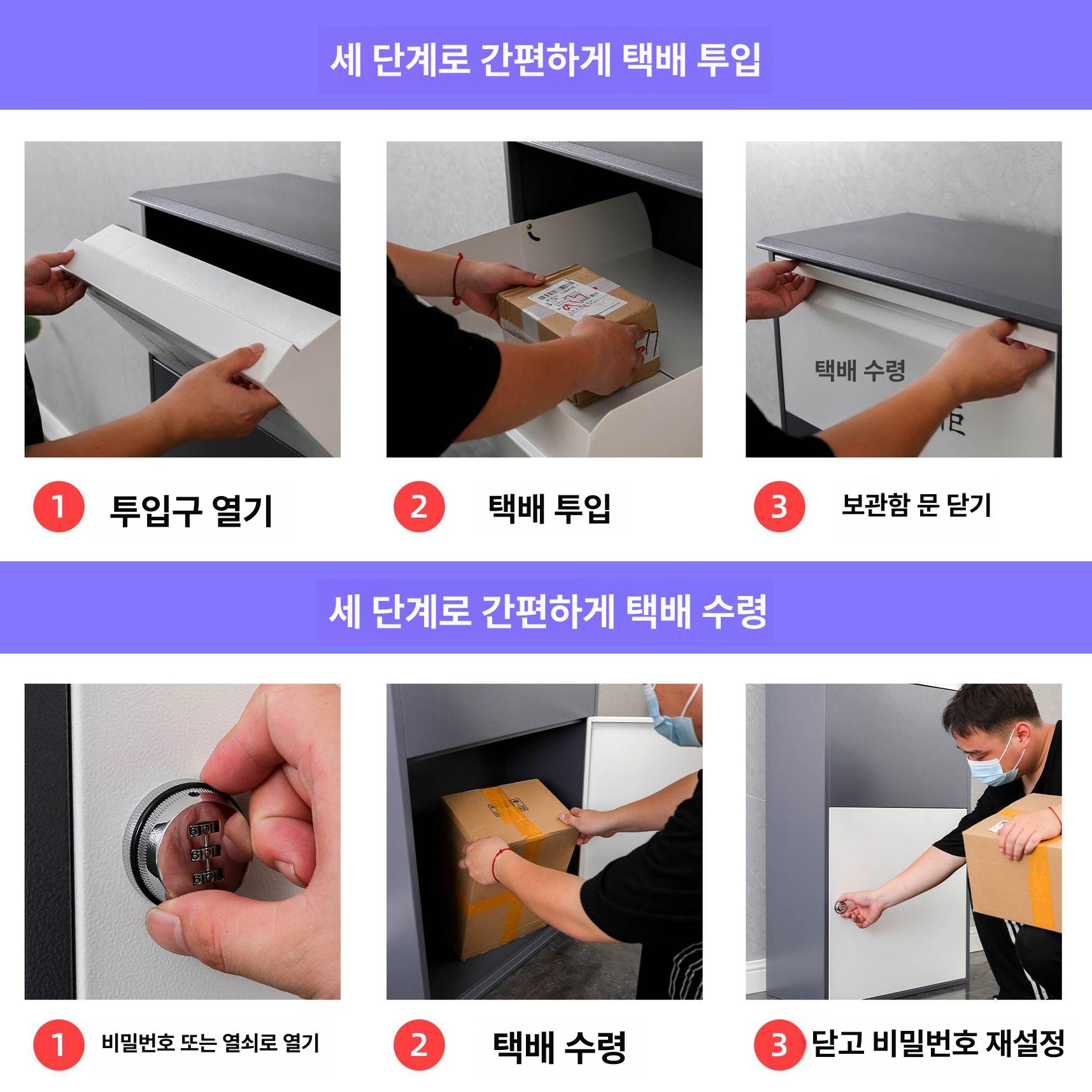 스테인리스 택배함 블랙 전원주택 우체통 무인 물품보관함 우편 택배보관함 빌라 소포 - 상세 이미지 5