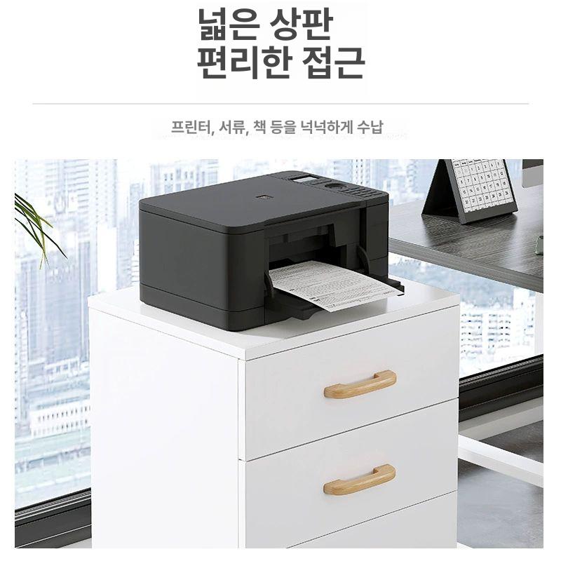 우드 수납장 서랍장 정리함 오피스 사무용 서류함 잠금장치 북유럽 다용도 이동 - 상세 이미지 3