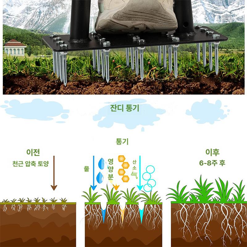 잔디 에어레이터 금속 정원 흙 토양 에어레이팅 튼튼한 인체공학적 - 상세 이미지 4