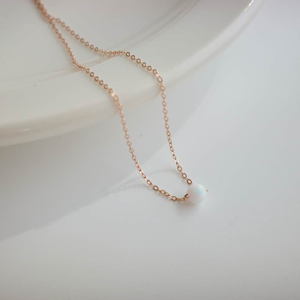 14k 4mm 합성오팔 목걸이 OPPN0203 - 상세 이미지 4
