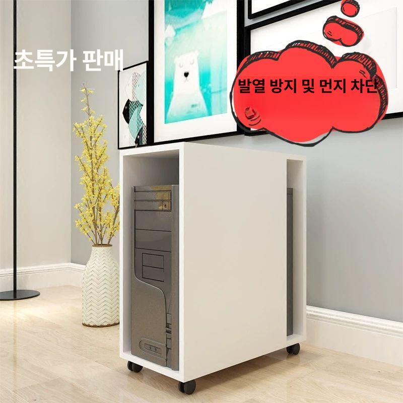 바퀴형 거치대 사무실 본체받침대 프리미엄 고급 인테리어 원목선반 메이플 - 상세 이미지 2