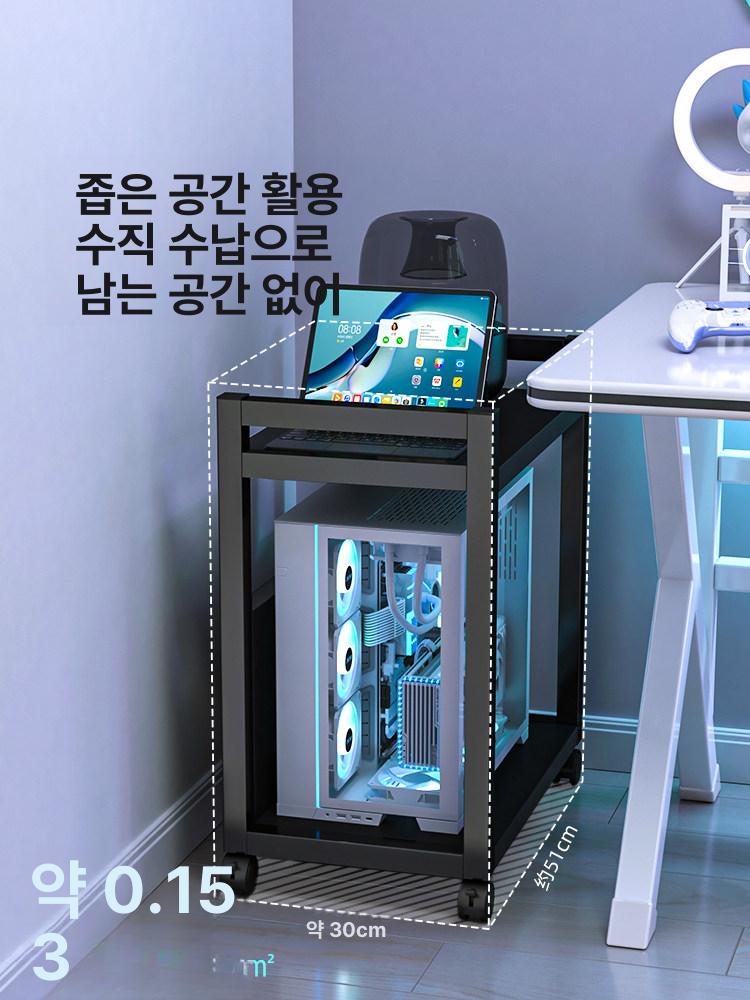 컴퓨터 선반 원목 이동식 좁은방 화이트 월넛 원룸 사무실 창가 컴퓨터책상 간이 세트 책상 - 상세 이미지 4