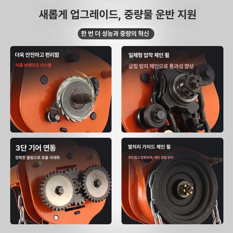 5톤 체인블럭 수동 산업용 레버블록 운반 크레인 권양기 리프팅 기중기 핸드윈치 이동 - 상세 이미지 3