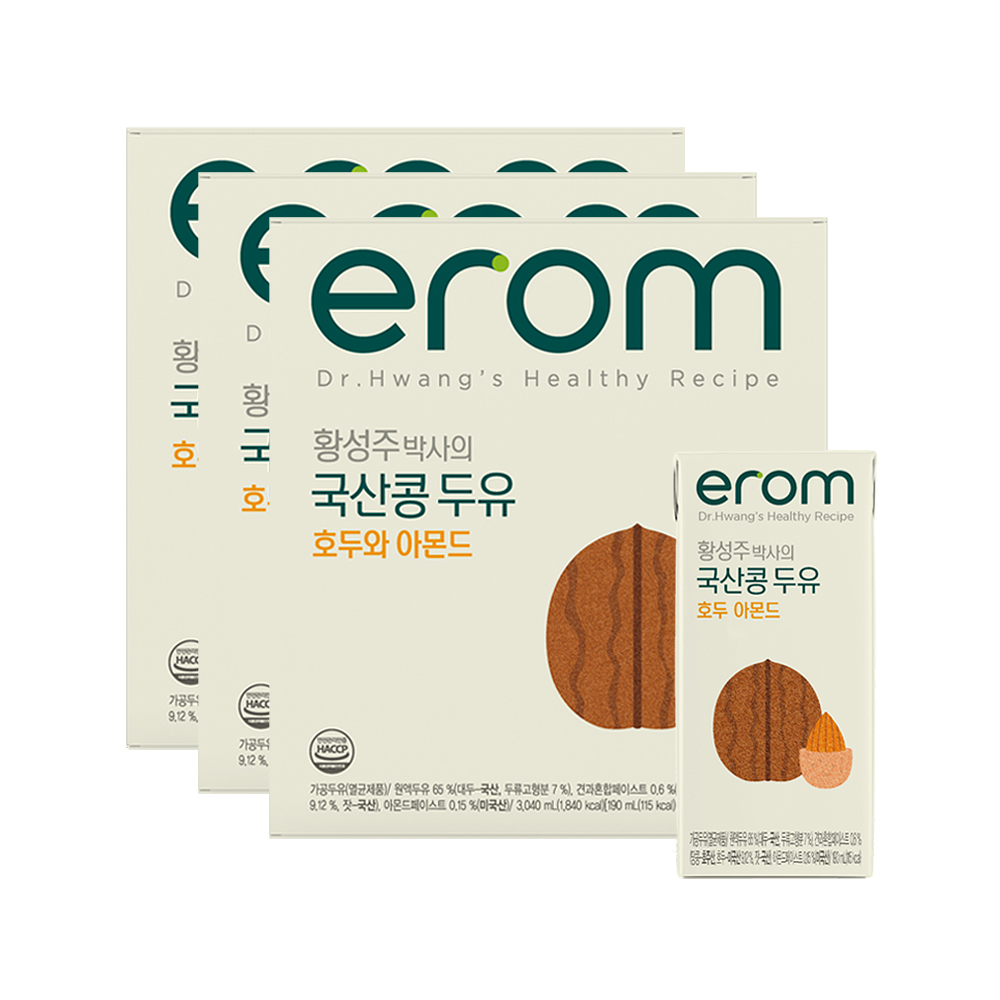 이롬두유 황성주박사의 국산콩두유 호두아몬드두유, 190ml, 48개 - 상품 이미지