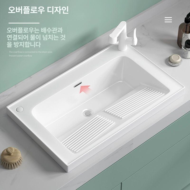 포장 씽크볼 세라믹 야외 캠핑 탕비실 손 세탁 미니 개수대 하부장 베란다 세면대 - 상세 이미지 4