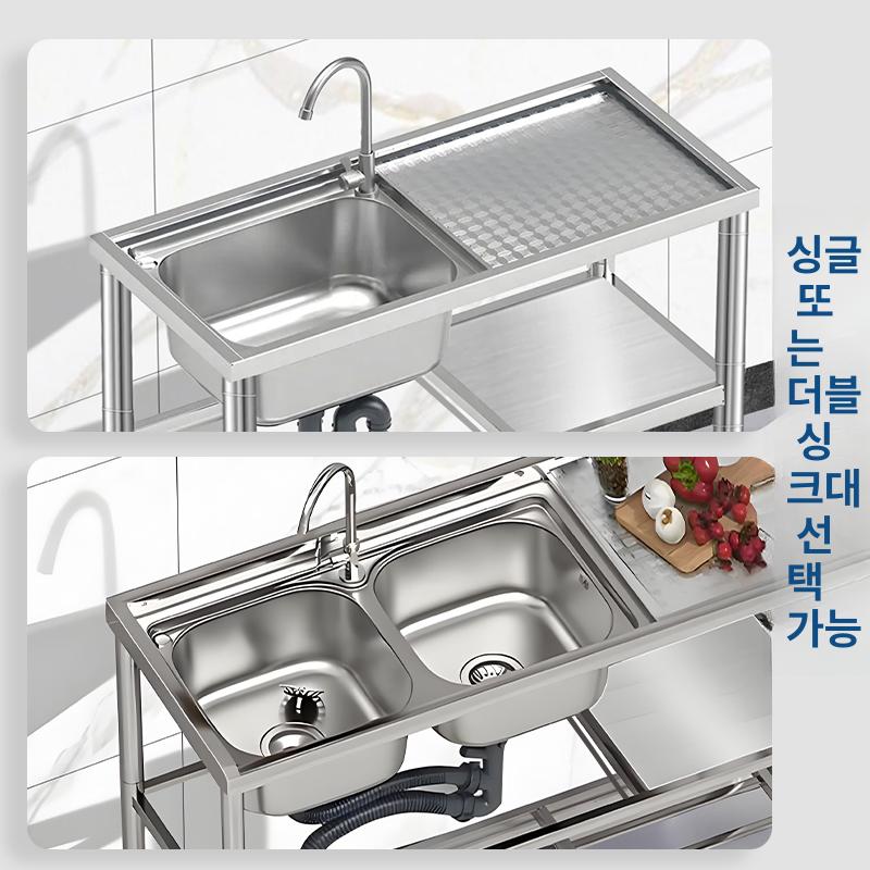 간이 싱크대 스테인레스 씽크대 수도꼭지 차박 설거지통 캠핑용 소형 사각형 세척대 - 상세 이미지 3