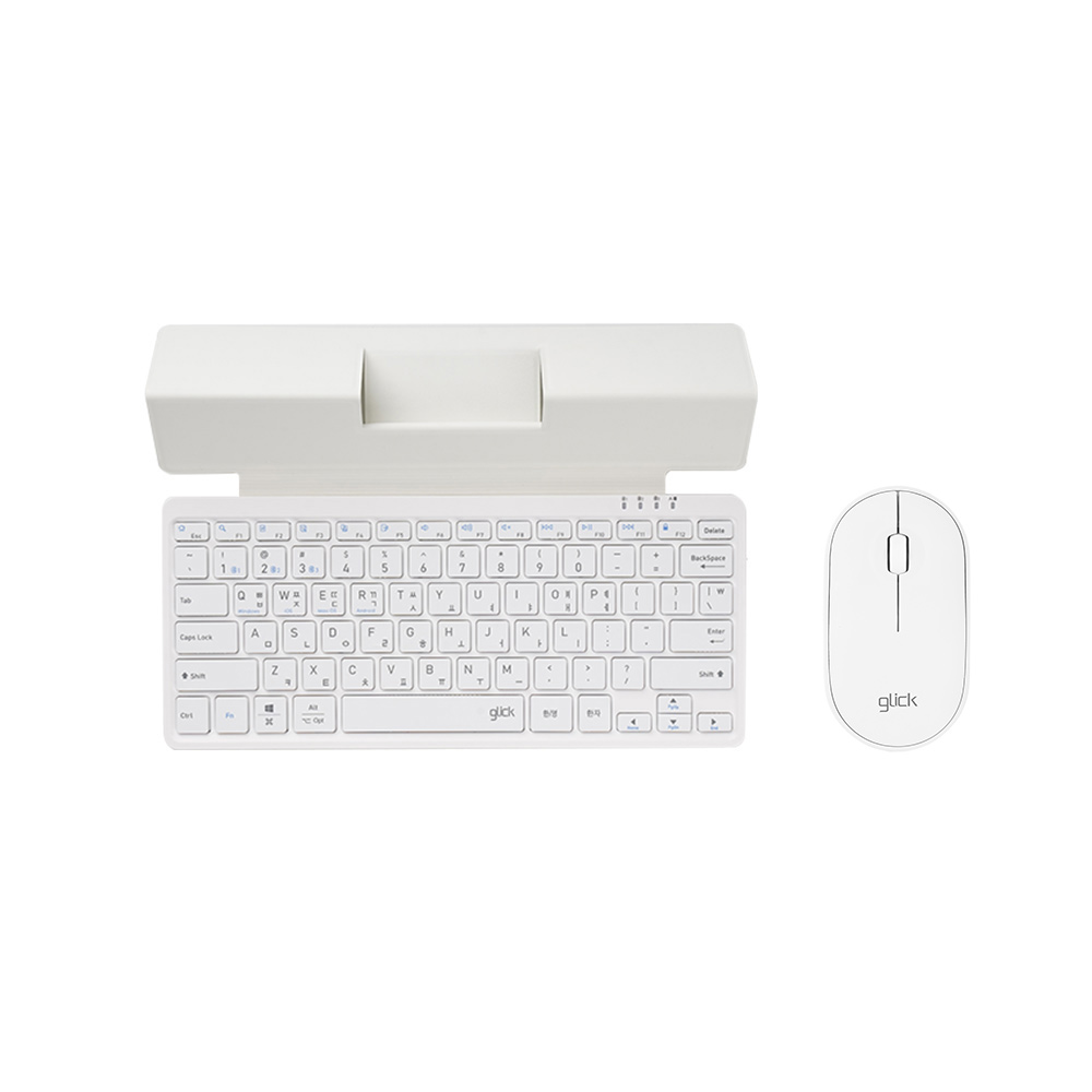 지클릭커 거치식 WMK320 이지스위치 무선 블루투스 휴대용 태블릿 키보드 무소음 마우스 세트 화이트 - 상품 이미지