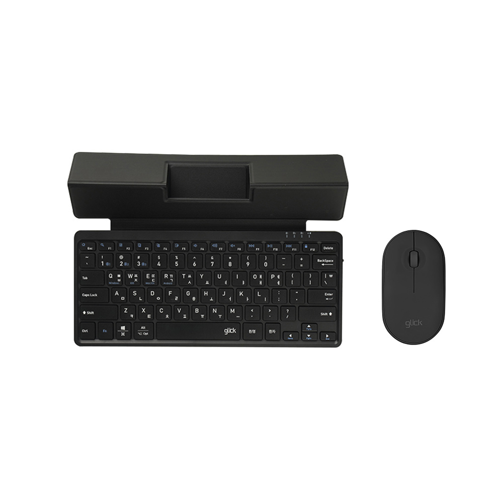 지클릭커 거치식 WMK320 이지스위치 무선 블루투스 휴대용 태블릿 키보드 무소음 마우스 세트 블랙 - 상품 이미지
