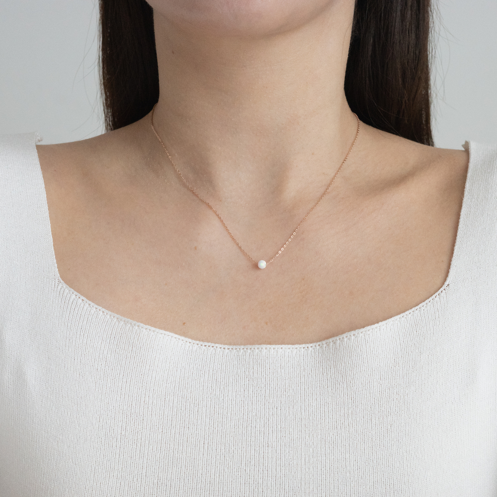14k 4mm 합성오팔 목걸이 OPPN0203 - 상품 이미지
