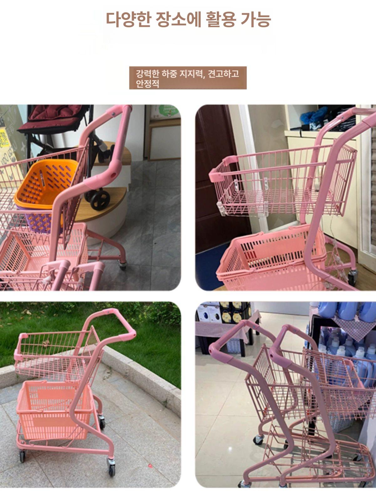 대형 폴딩 카트 마트 소형 미니 슈퍼 마켓 바퀴 쇼핑 장보기 장바구니캐리어 - 상세 이미지 3