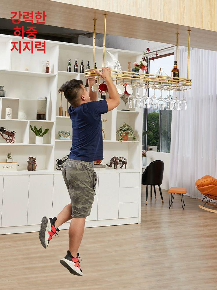 와인잔 잔거치대 라운지바 진열대 선반 진열장 행거 홈바 천장형랙 보관 고급바 - 상세 이미지 3