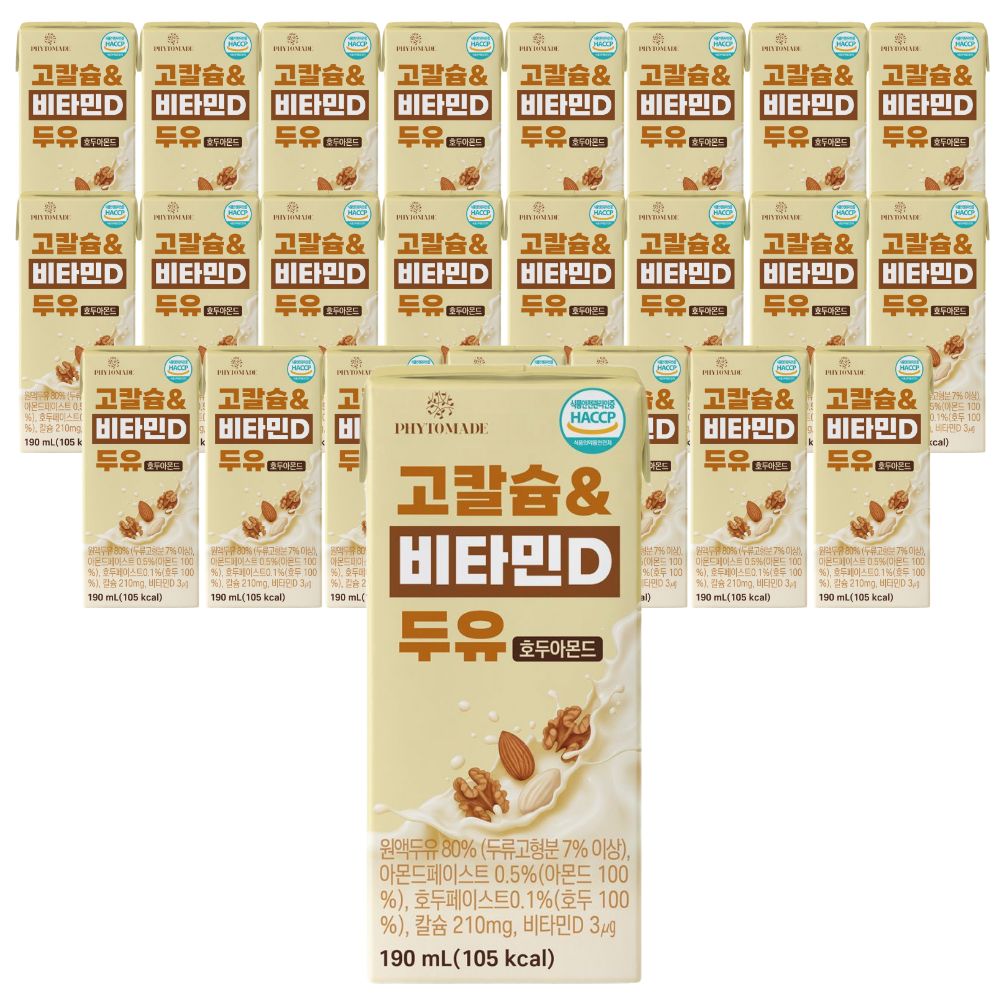 파이토메이드 고칼슘&비타민D 호두아몬드 190ml, 24개 - 상품 이미지