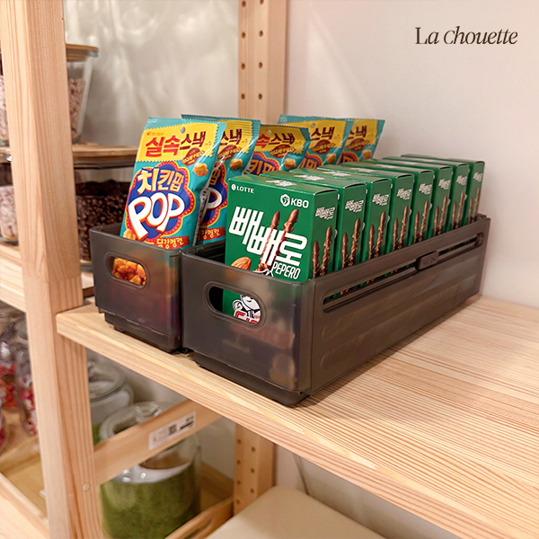 [세트] 라슈에뜨 접이식 길이조절 다용도 수납 디스펜서 확장 가능 팬트리 정리함 블랙 3개 - 상세 이미지 4