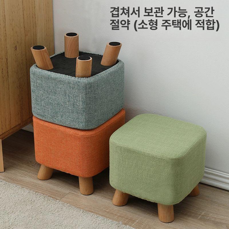 미니스툴 걸상 작은 거실 화장대 원목 벤치 인테리어 등받이 사각 북유럽 보조의자 낮은 - 상세 이미지 3