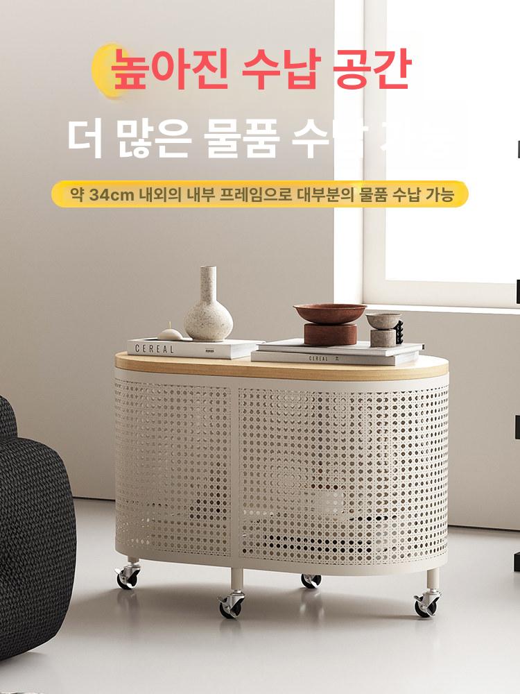 라탄 이동식 행거 원목 등나무 빈티지 원룸 수납선반 바구니 원목옷걸이 선인장 옷가게 침실 - 상세 이미지 3