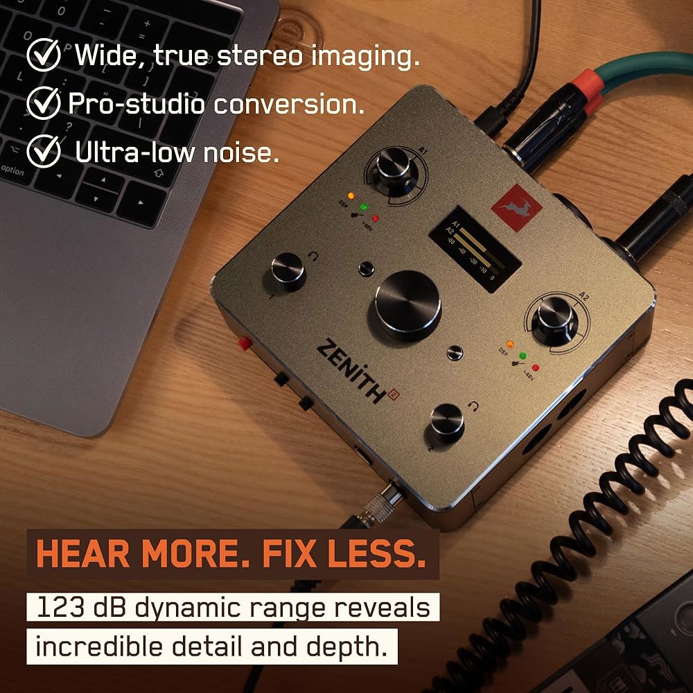 기타, 보컬, 스트리밍 및 팟캐스트를 위한 오디오 Zenith 2 USB-C 인터페이스, 스튜디오급 프리앰프, 이펙트 프리셋으로 간편한 전문가용 사운드 제공 - 상세 이미지 3