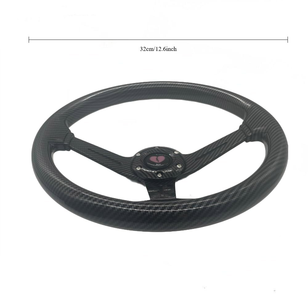 JDM 스티어링 휠 13.4 u201D / 340mm 6 볼트 그립 - 카본 파이버 스타일, 경적 버튼이 있는 ABS 소재, 차량 커스터마이징 | 스포티 룩 스포크 - 상세 이미지 2