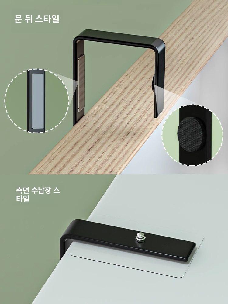 도어 수납행거 걸이식 2단 가방 문 무타공 주방 선반 옷걸이 모자 바구니 걸이 소품 코트 - 상세 이미지 5