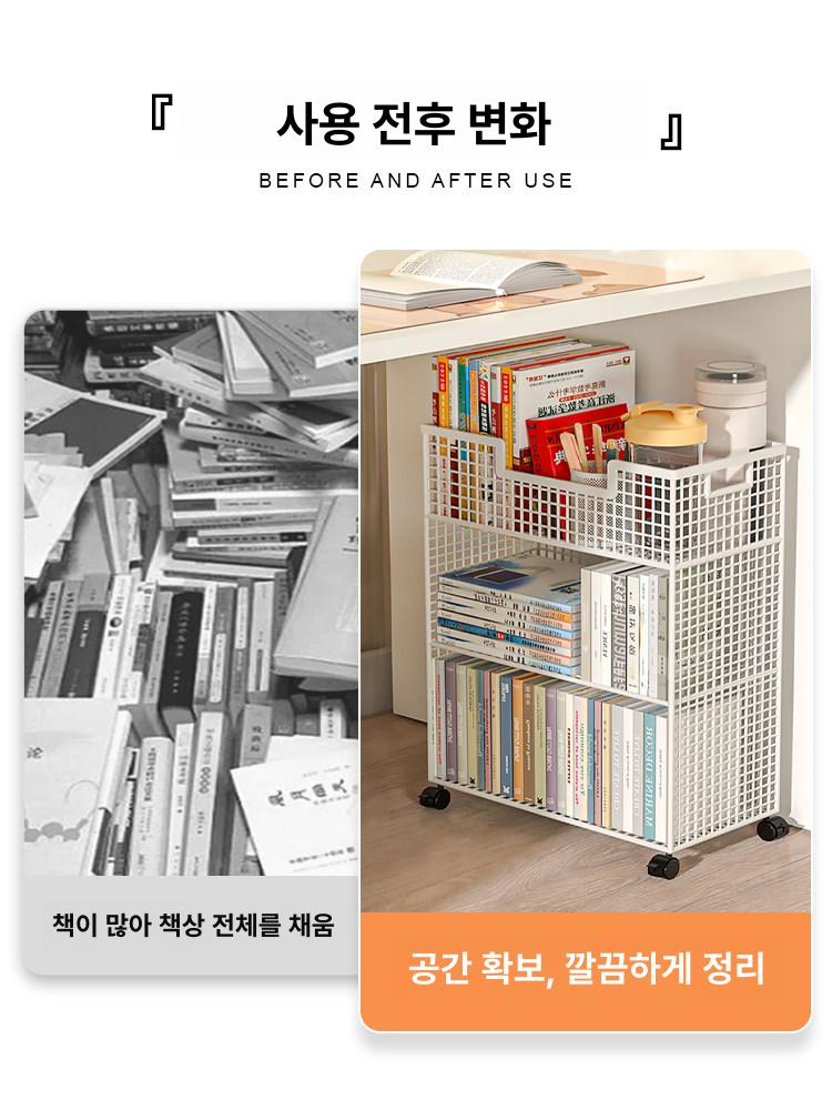 이동식 서랍형 바퀴 수납함 손잡이 틈새 책상정리 화이트 수납정리함 - 상세 이미지 3