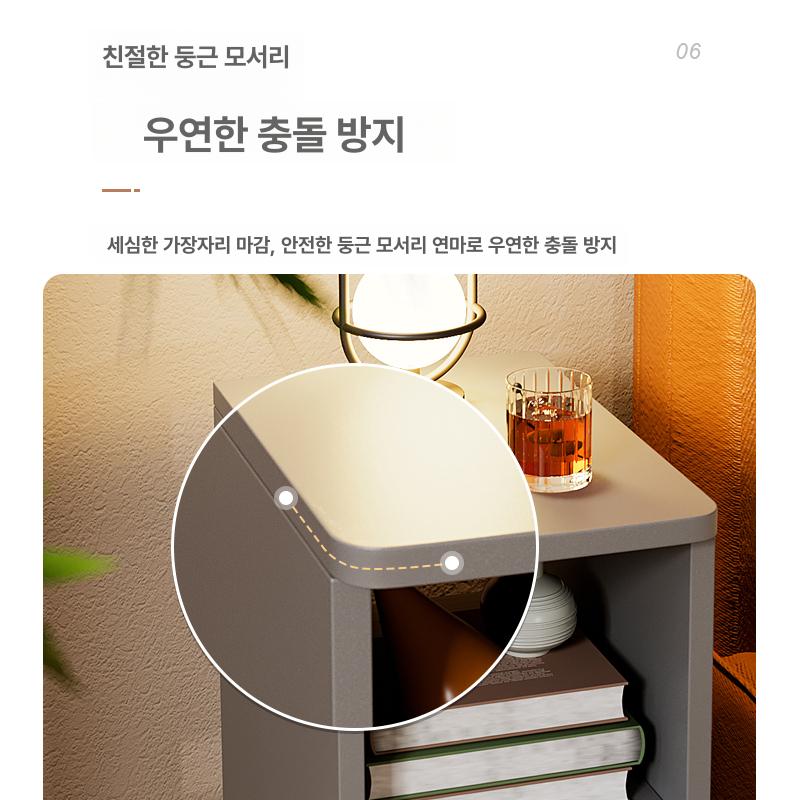 침실 초미니협탁 사이드 테이블 좁은테이블 선반 협탁 소형 조립 원목 수납 인테리어 우드 - 상세 이미지 2
