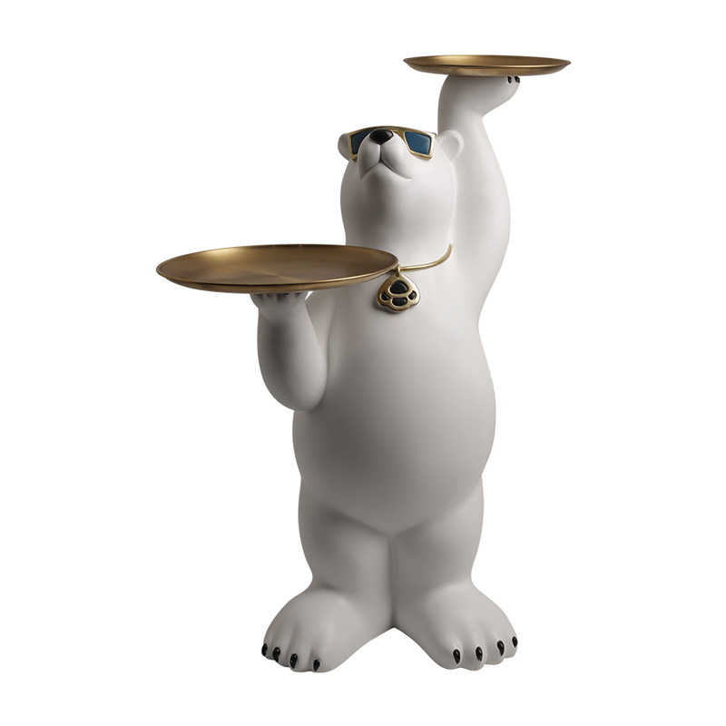 북극곰 장식인형 침실소품 조형물 베어 장식품 백곰 현관 조각상 실내 곰인형 곰돌이 - 상세 이미지 5