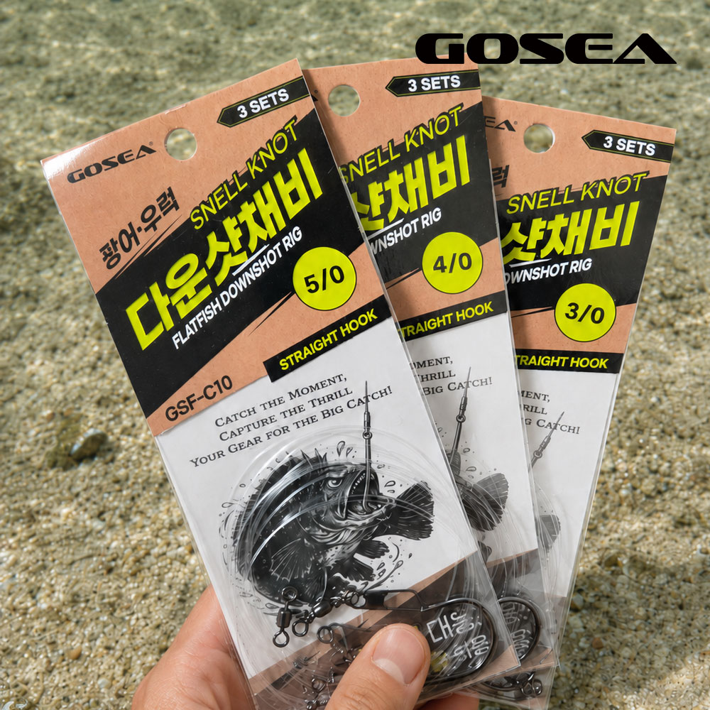 GOSEA 스넬노트 광어 다운샷 채비 스트레이트 훅 GSF-C10 우럭 웜 바늘 - 상세 이미지 2